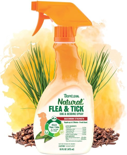 TropiClean Natural Flea & Tick Spray for Dogs & Bedding, 16-oz bottle slide 1 of 8