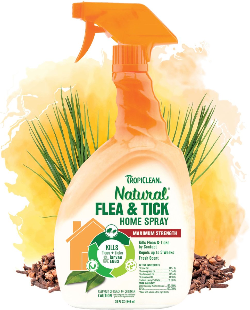 TROPICLEAN Natural Flea & Tick Dog & Bedding Spray, 32oz bottle