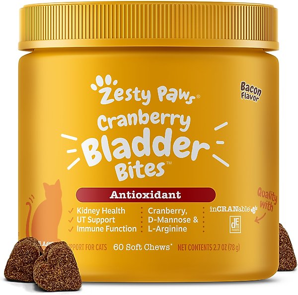 ZESTY PAWS Cranberry Bladder Bites Bacon Flavored Soft Chews Urinary