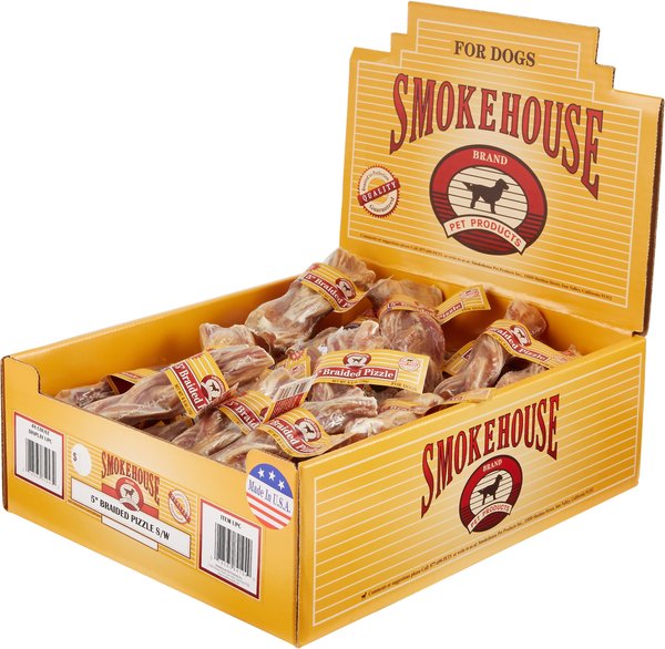 Smokehouse USA 5" Braided Pizzle Sticks Dog Treats, case of 48 slide 1 of 6