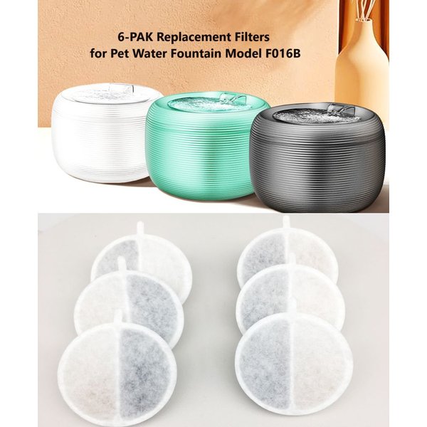 PET FIT FOR LIFE Pet Water Fountain Replacement Filters, 6pack