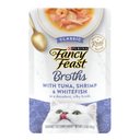 Fancy Feast Classic Broths with Tuna, Shrimp & Whitefish Supplemental Wet Cat Food Pouches, 1.4-oz pouch, case of 16