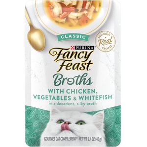 FANCY FEAST Creamy Broths with Chicken Vegetables Supplemental Wet Cat Food Pouches 1.4 oz case of 16 Chewy