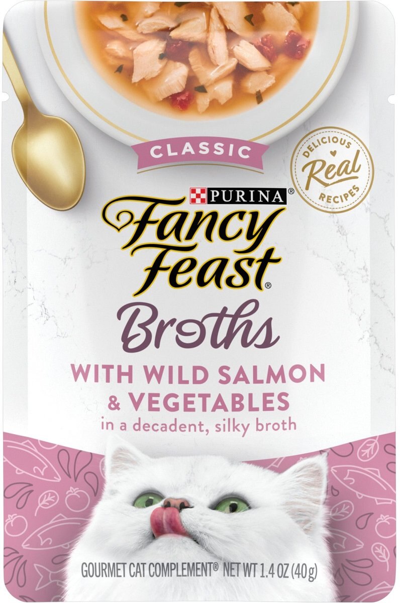 FANCY FEAST Classic Broths with Wild Salmon & Vegetables Supplemental