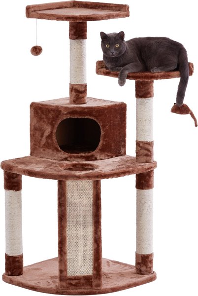 Frisco 48-in Faux Fur Cat Tree & Condo, Brown slide 1 of 7