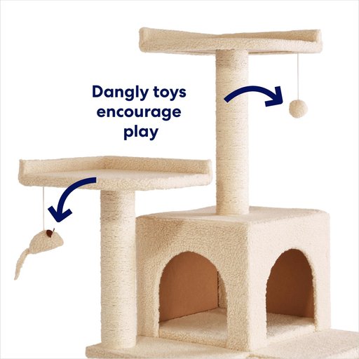 Frisco 68-in Faux Fur Cat Tree & Condo, Cream