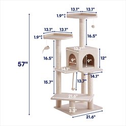 Frisco 57-in Faux Fur Cat Tree & Condo, Black slide 2 of 5
