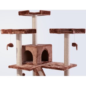 Frisco 72-in Large Base Faux Fur Cat Tree & Condo, Brown