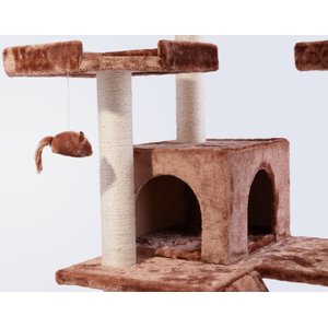 Frisco 72-in Large Base Faux Fur Cat Tree & Condo, Brown