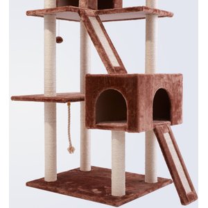 Frisco 72-in Large Base Faux Fur Cat Tree & Condo, Brown