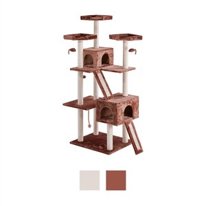 Frisco 72-in Large Base Faux Fur Cat Tree & Condo, Brown