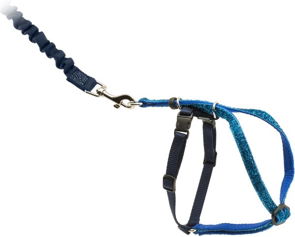 PetSafe Come with Me Kitty Glitter Nylon Cat Harness & Bungee Leash, Blue, Medium: 10.5 to 14-in chest slide 1 of 5