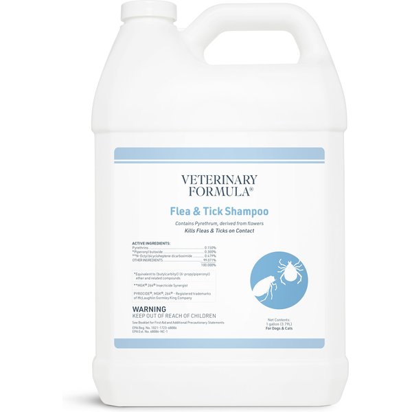 VETERINARY FORMULA CLINICAL CARE Flea & Tick Medicated Shampoo, 1gal