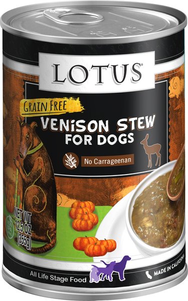 Lotus Venison Stew Grain-Free Canned Dog Food, 12.5-oz, case of 12 slide 1 of 4