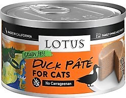 Lotus Duck Pate Grain-Free Canned Cat Food, 2.75-oz, case of 24
