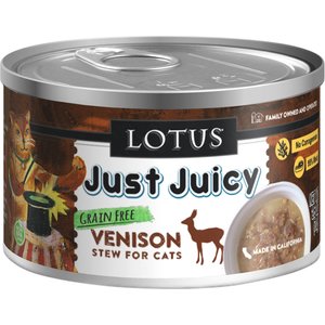Lotus Just Juicy Venison Stew Grain-Free Canned Cat Food, 5.3-oz, case of 24