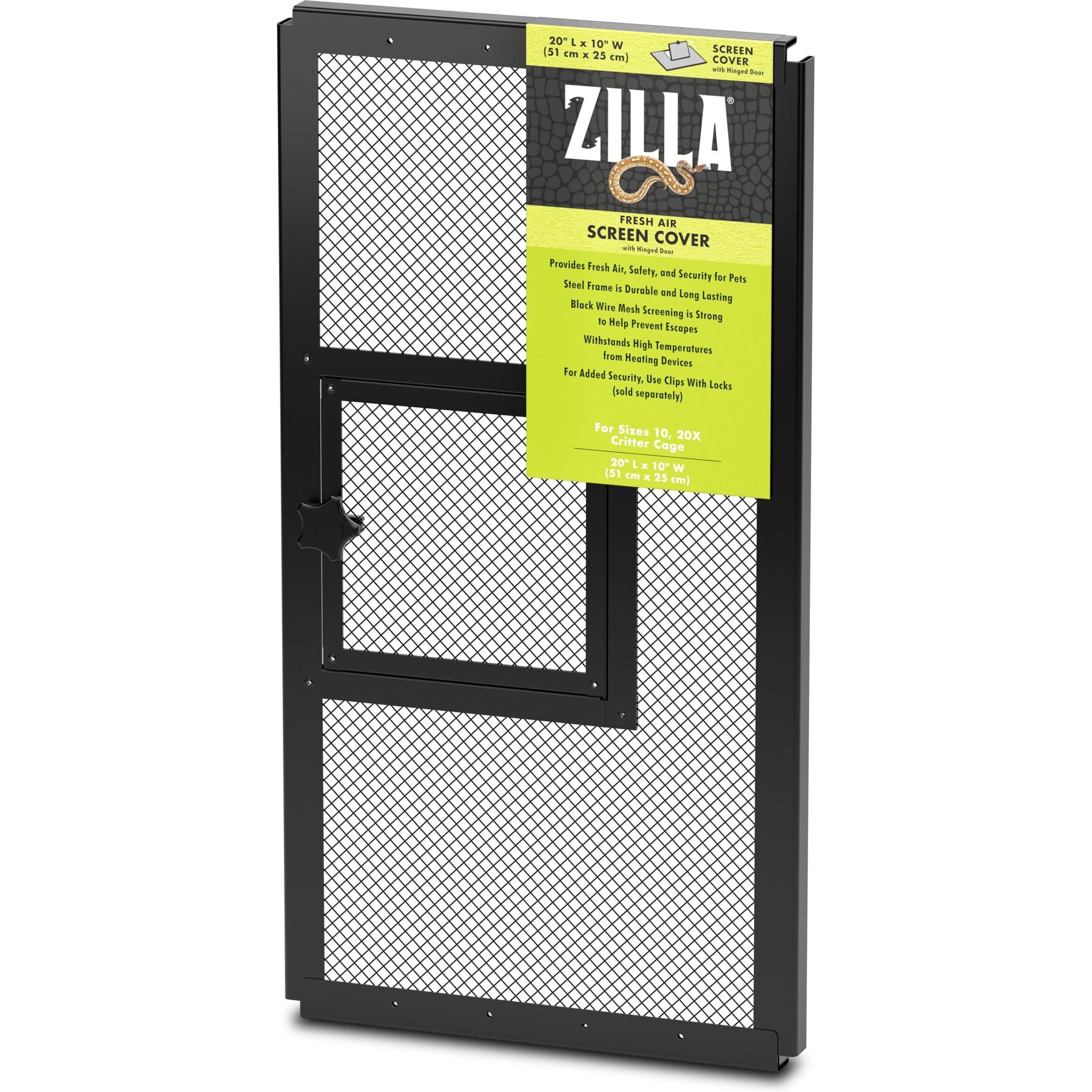 ZILLA Fresh Air Screen Cover with Hinged Door for Terrariums, 20in