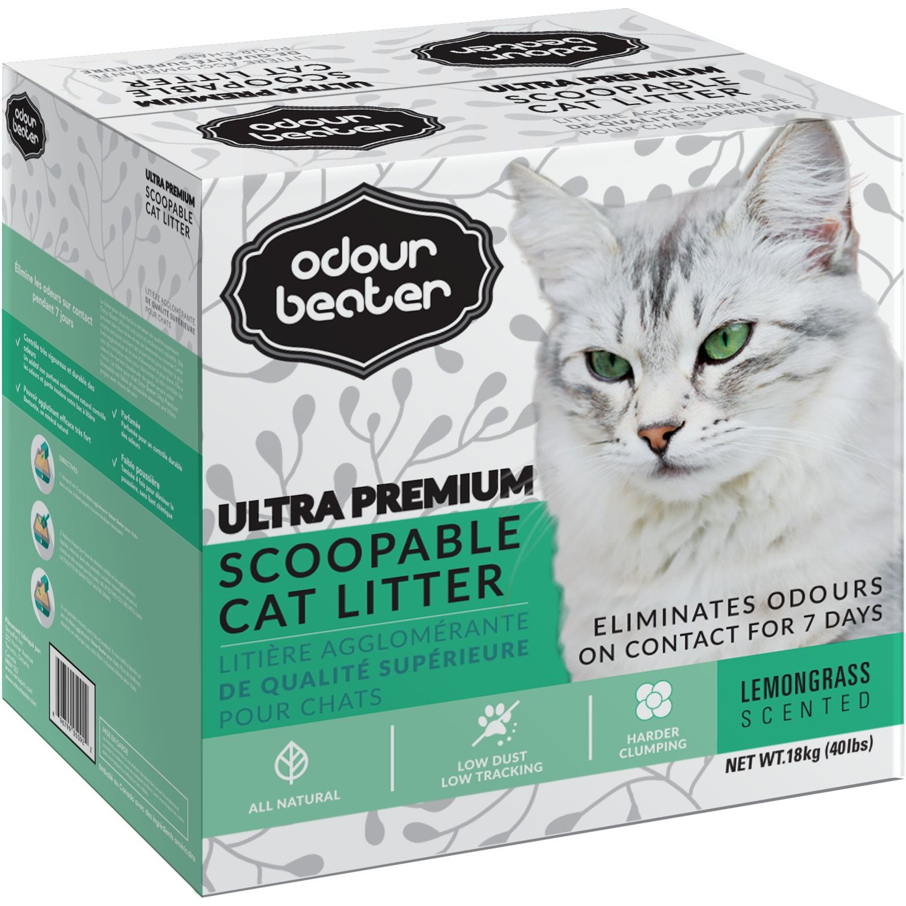 ODOUR BEATER Lemongrass Cat Litter, 40lb bag