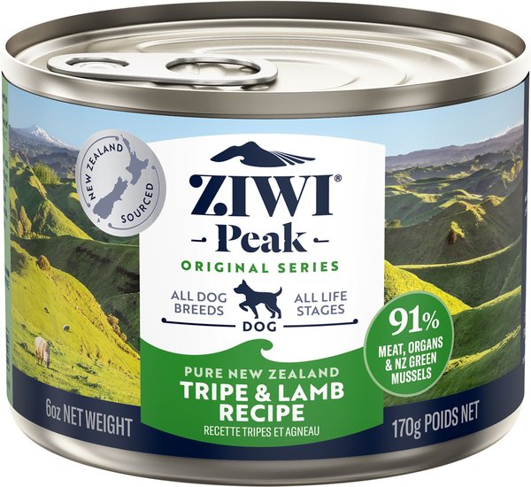 ZIWI Peak Tripe Lamb Recipe Grain Free Wet Dog Food 6 oz can