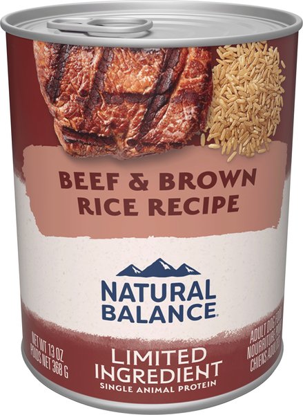 Natural Balance Limited Ingredient Beef Brown Rice Recipe Canned Dog Food 13 oz can case of 12