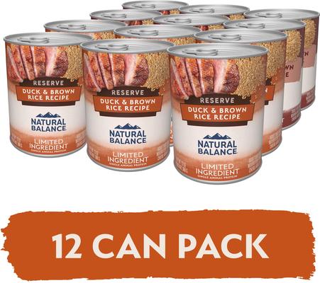 Show full view: Natural Balance Limited Ingredient Reserve Duck & Brown Rice Canned Dog Food, 13-oz can, case of 12 slide 4 of 10