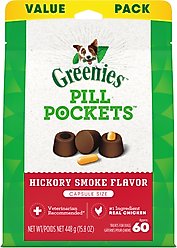 Greenies Pill Pockets Canine Hickory Smoke Flavor Dog Treats, Capsule Size, 60 count