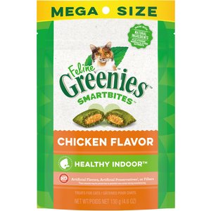 Greenies Feline SmartBites Healthy Indoor Natural Chicken Flavor Soft & Crunchy Adult Cat Treats, 4.6-oz bag