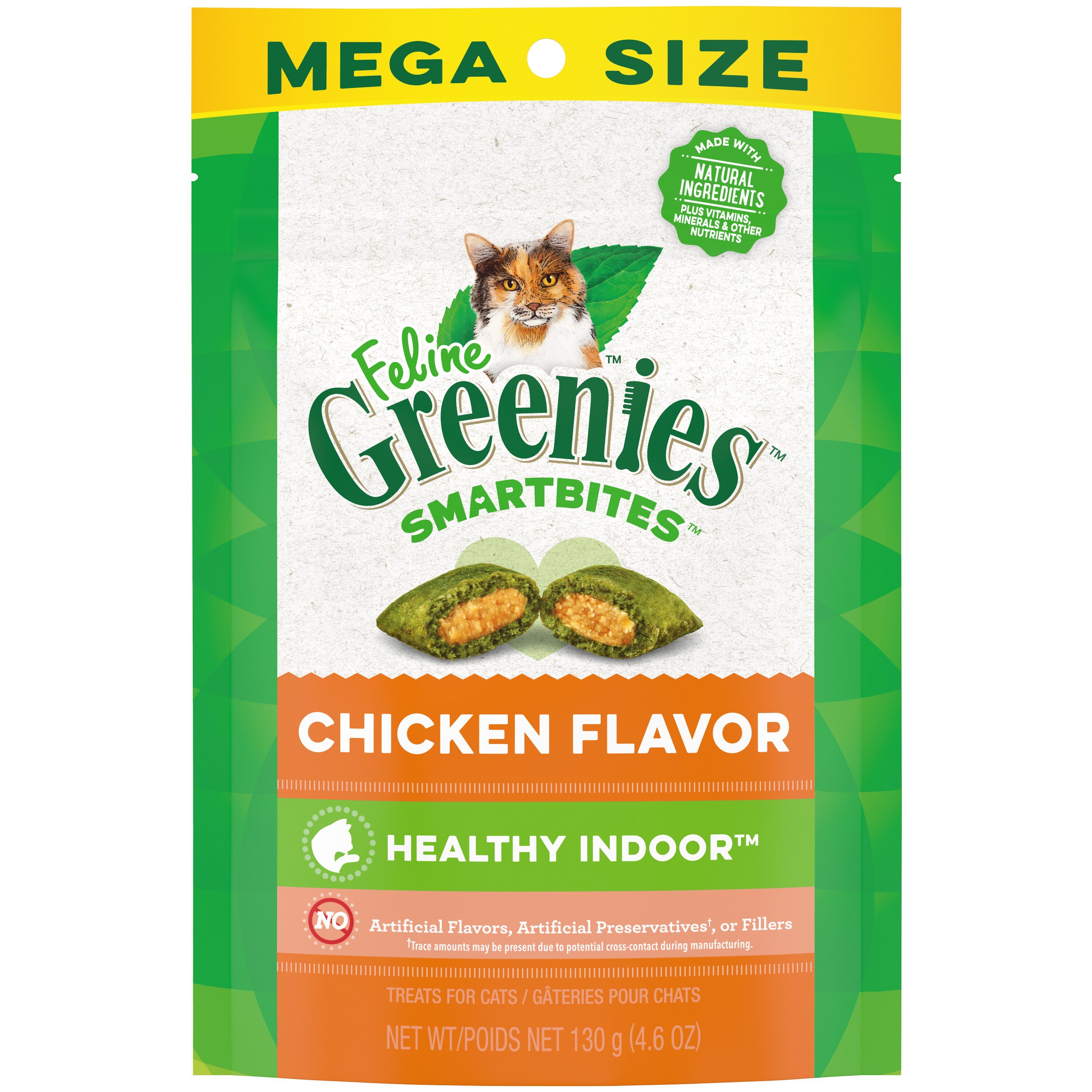 GREENIES Feline SmartBites Healthy Indoor Natural Chicken Flavor Soft & Crunchy Adult Cat Treats