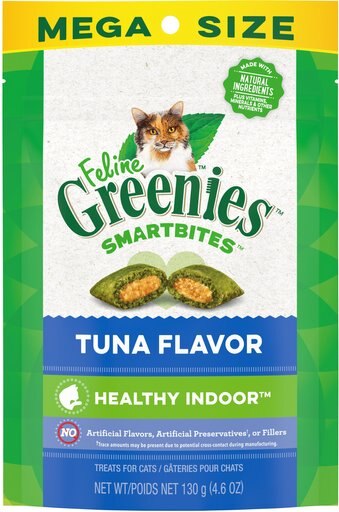 Greenies Feline SmartBites Healthy Indoor Natural Tuna Flavor Soft & Crunchy Adult Cat Treats, 4.6-oz bag