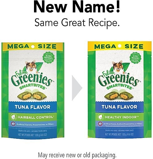 Greenies Feline SmartBites Healthy Indoor Natural Tuna Flavor Soft & Crunchy Adult Cat Treats, 4.6-oz bag