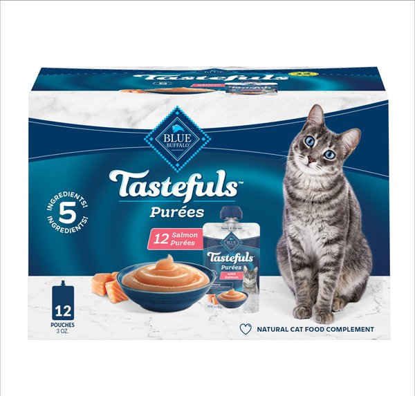 BLUE BUFFALO Tastefuls Adult Natural Purees Salmon Wet Cat Food, 3-oz ...