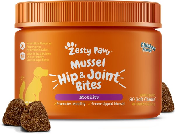 ZESTY PAWS Mussel Mobility Bites Chicken Flavored Soft Chews Hip ...