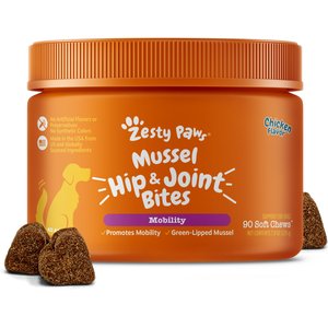 Zesty Paws Select Elements Mussel Mobility Bites Chicken Flavored Soft Chews Hip & Joint Supplement for Dogs, 180 count