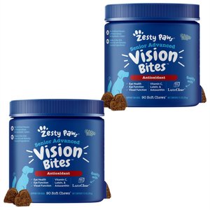 Zesty Paws Advanced Vision Bites Chicken Flavored Soft Chews Vision Supplement for Senior Dogs, 180 count