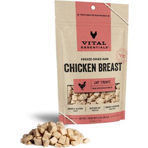 Vital Essentials Chicken Breast Grain-Free Freeze-Dried Raw Cat Treats, 2.1-oz bag