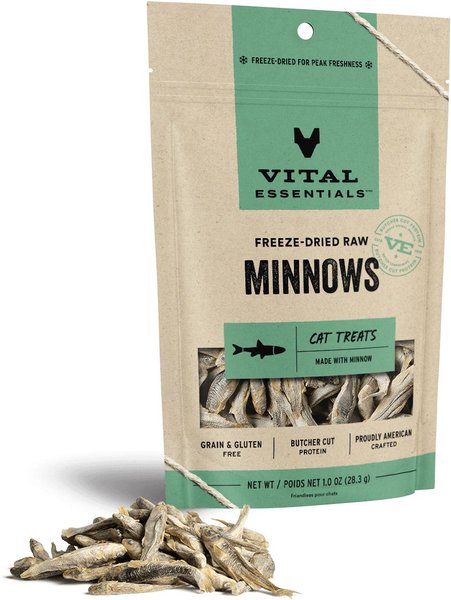 Vital Essentials Freeze Dried Cat Treats, Minnows 0.5 oz 