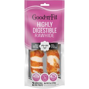 Good 'n' Fun Long-Lasting Large Rolls Lamb Rawhide Chew Dog Treats, 2 count