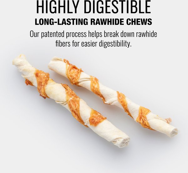 Good 'n' Fun Long-Lasting Twist Sticks Venison Rawhide Chew Dog Treats, 15 count