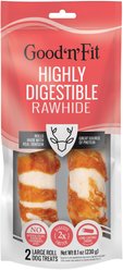 Good 'n' Fun Long-Lasting Large Rolls Venison Rawhide Chew Dog Treats, 2 count