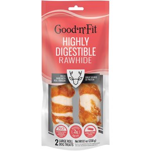 Good 'n' Fun Long-Lasting Large Rolls Venison Rawhide Chew Dog Treats, 2 count