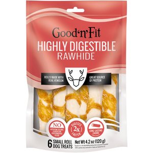Good 'n' Fun Good 'n' Fit Highly Digestible Rawhide Rolls Small Venison Flavor Dog Chew, 6 count
