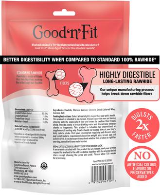 Show full view: Good 'n' Fun Good 'n' Fit Highly Digestible Rawhide Rolls Small Venison Flavor Dog Chew, 6 count slide 3 of 10