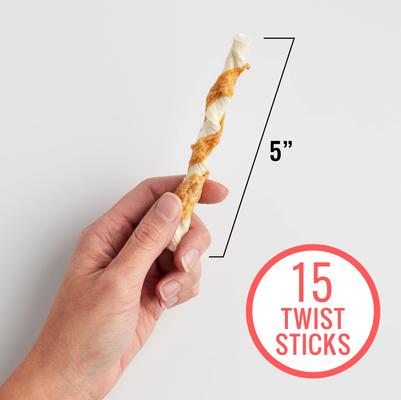 Show full view: Good 'n' Fun Long-Lasting Twist Sticks Venison Rawhide Chew Dog Treats, 15 count slide 4 of 10