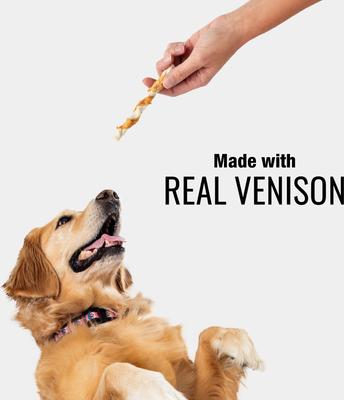 Show full view: Good 'n' Fun Long-Lasting Twist Sticks Venison Rawhide Chew Dog Treats, 15 count slide 9 of 10