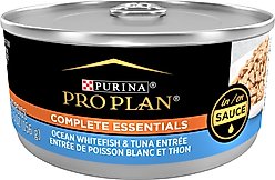 Purina Pro Plan Adult Ocean Whitefish & Tuna Entree in Sauce Canned Cat Food, 5.5-oz, case of 24