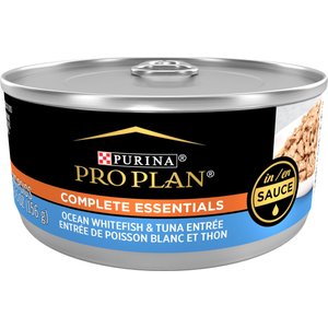 Purina Pro Plan Adult Ocean Whitefish & Tuna Entree in Sauce Canned Cat Food, 5.5-oz, case of 24