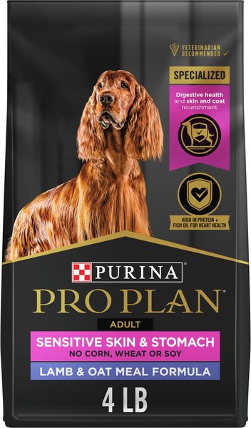 Purina Pro Plan Sensitive Skin & Stomach Adult with Probiotics Lamb & Oat Meal Formula High Protein Dry Dog Food, 4-lb bag slide 1 of 12