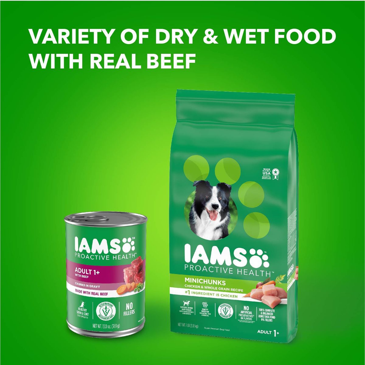 IAMS Proactive Health Beef Chunks in Gravy Canned Wet Dog Food 13 oz can case of 12 Chewy