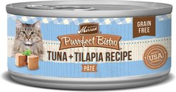 Merrick Purrfect Bistro Tuna & Talapia Pate Grain-Free Canned Cat Food, 3-oz, case of 24