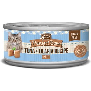 Merrick Purrfect Bistro Tuna & Talapia Pate Grain-Free Canned Cat Food, 5.5-oz, case of 24